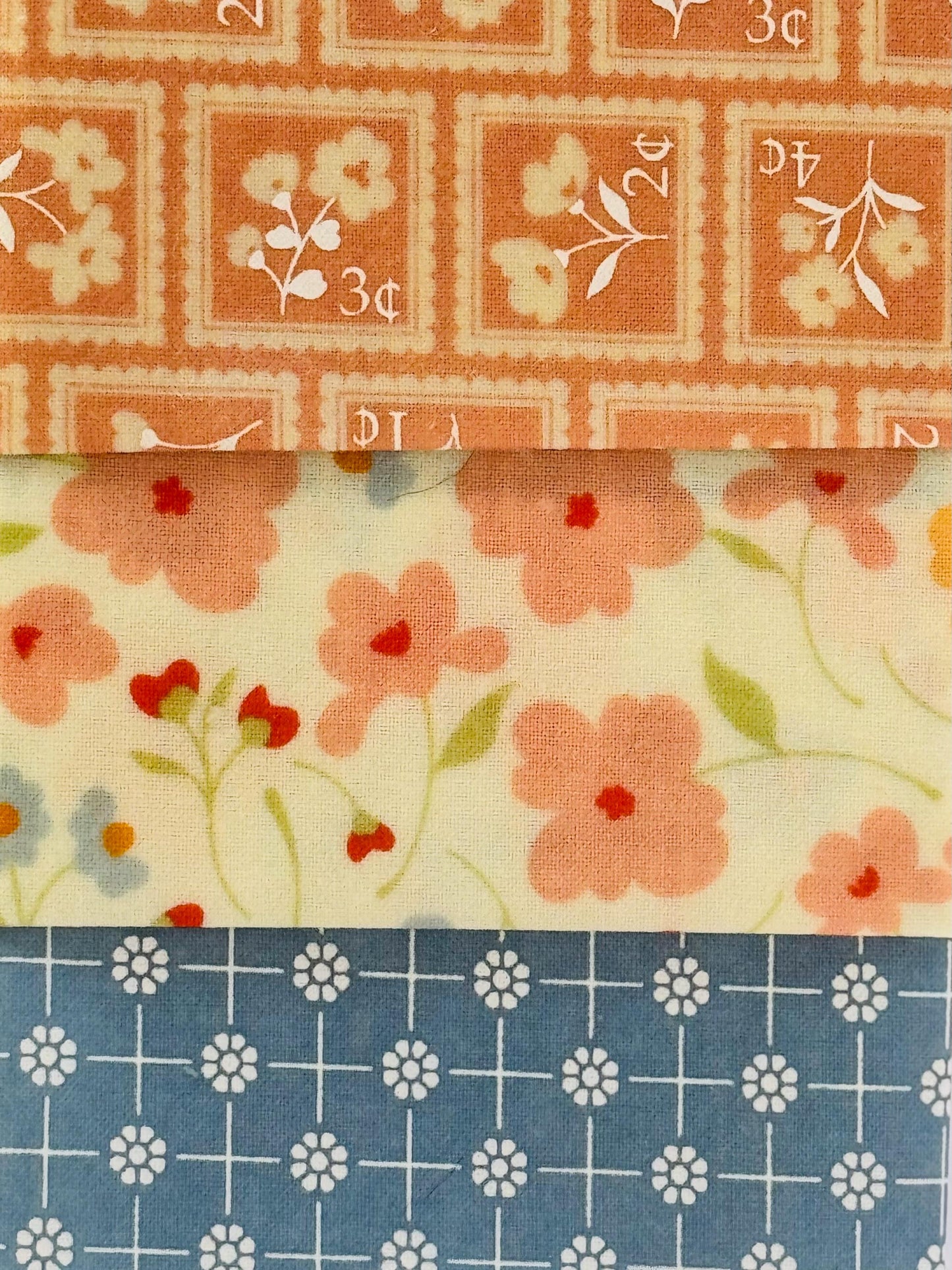 Peach + Blue Patterned Beeswax Food Wrap Set | Sustainable Food Storage