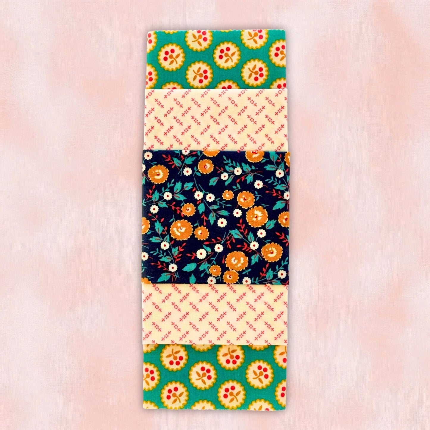 Blue, Orange + Teal Patterned Beeswax Food Wrap Set | Sustainable Food Storage