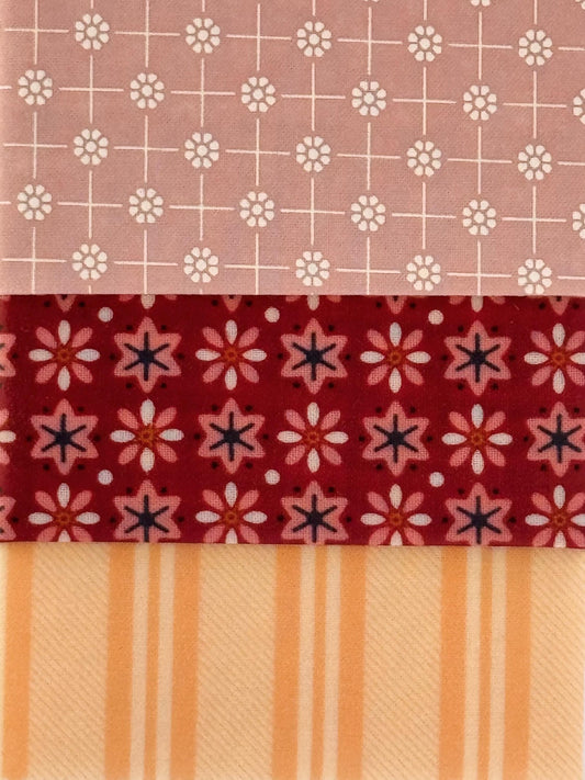 Red + Pink Patterned Beeswax Food Wrap Set | Sustainable Food Storage