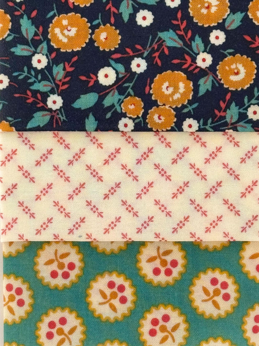 Blue, Orange + Teal Patterned Beeswax Food Wrap Set | Sustainable Food Storage