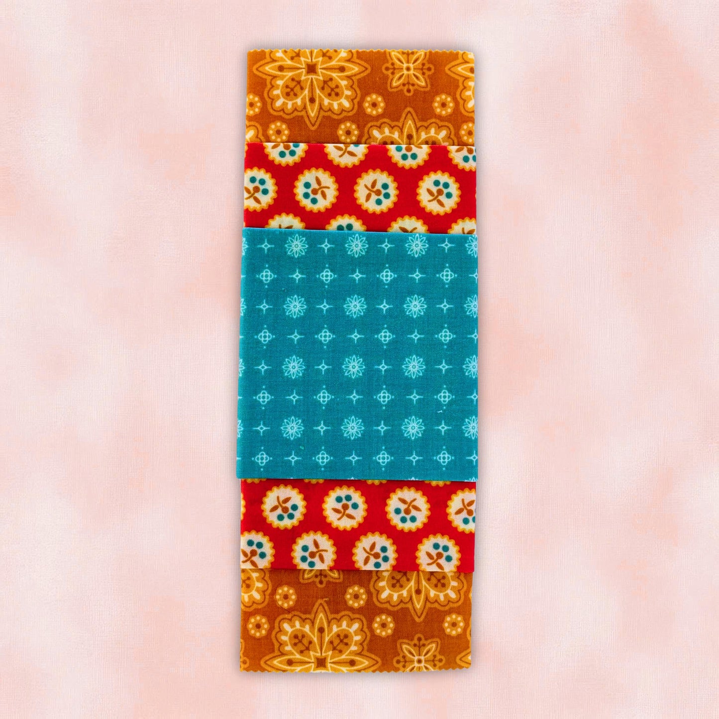 Blue + Orange Patterned Beeswax Food Wrap Set | Sustainable Food Storage