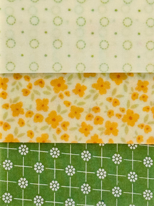 Orange + Green Patterned Beeswax Food Wrap Set | Sustainable Food Storage