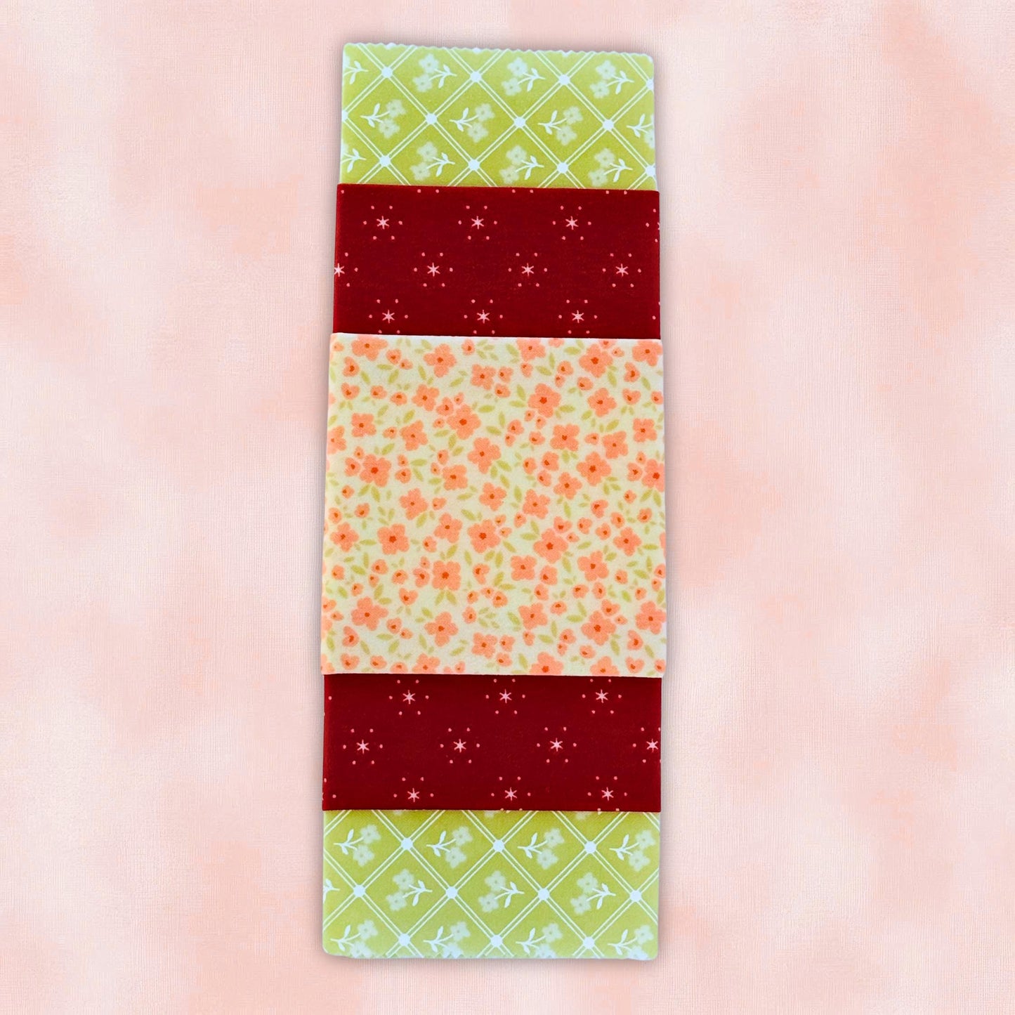 Red + Green Patterned Beeswax Food Wrap Set | Sustainable Food Storage