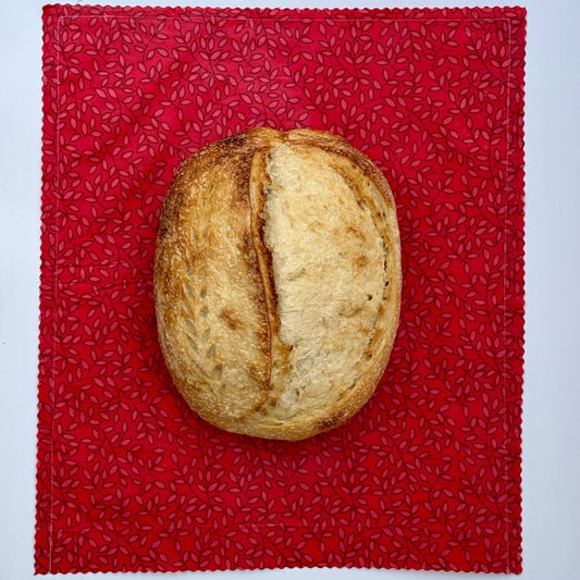 XL Beeswax Bread Bag | Red Patterned Reusable Food Storage
