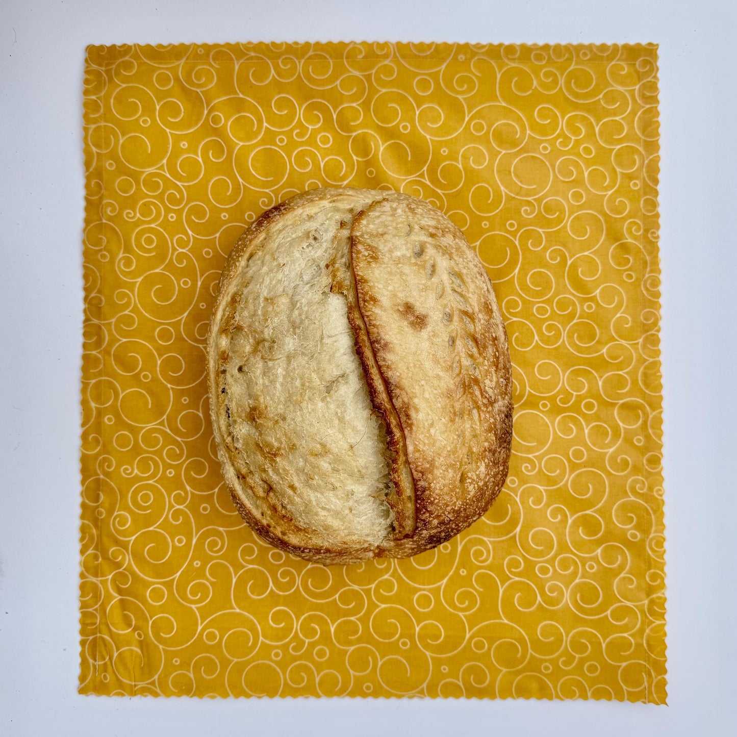 XL Beeswax Bread Bag | Gold Patterned Reusable Food Storage