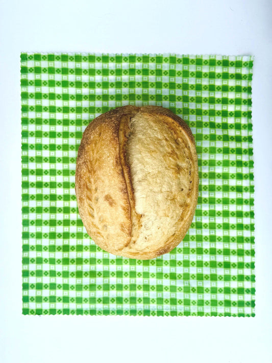 XL Beeswax Bread Bag | Green Patterned Reusable Food Storage