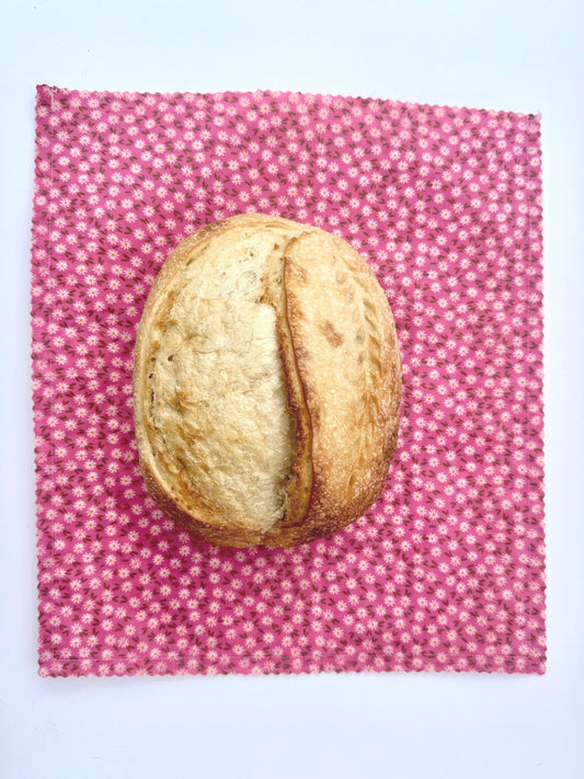 XL Beeswax Bread Bag | Pink Patterned Reusable Food Storage