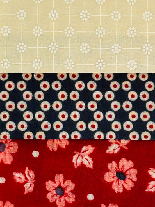 Red, White + Blue Patterned Beeswax Food Wrap Set | Sustainable Food Storage