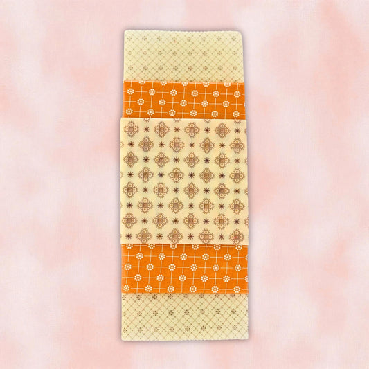 Orange + Cream Patterned Beeswax Food Wrap Set | Sustainable Food Storage