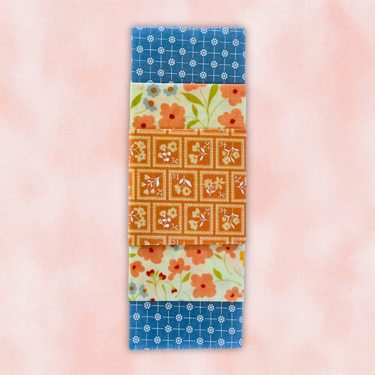 Peach + Blue Patterned Beeswax Food Wrap Set | Sustainable Food Storage