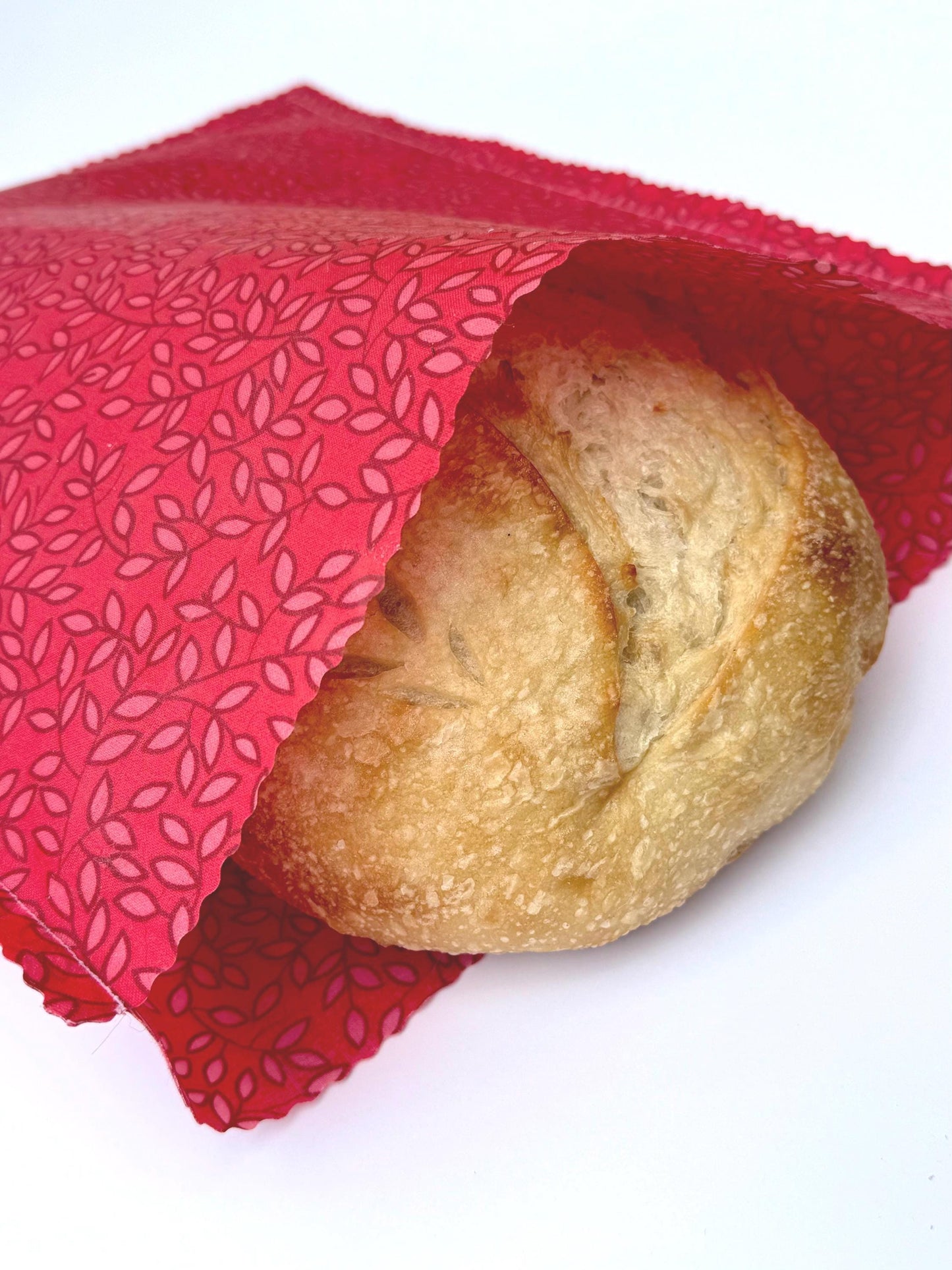XL Beeswax Bread Bag | Red Patterned Reusable Food Storage