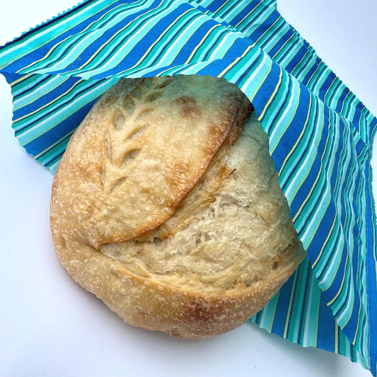 XL Beeswax Bread Bag | Blue Patterned Reusable Food Storage