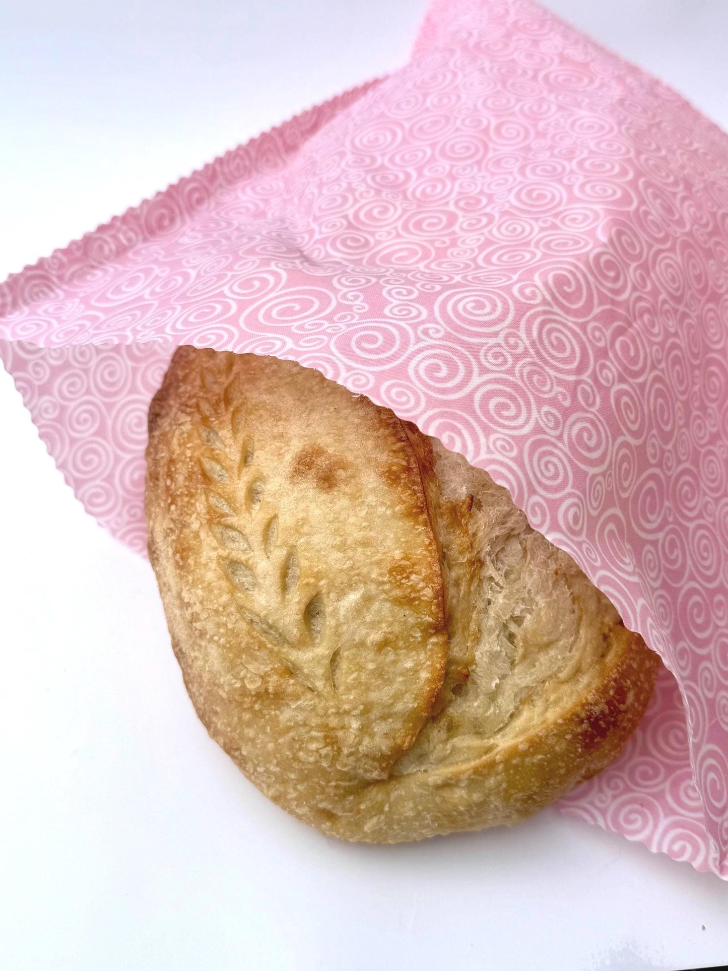 XL Beeswax Bread Bag | Pink Patterned Reusable Food Storage
