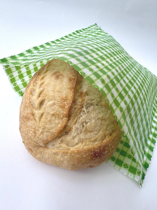 XL Beeswax Bread Bag | Green Patterned Reusable Food Storage